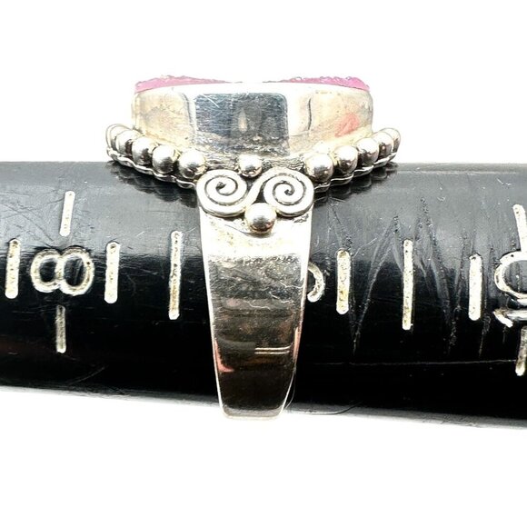 Sajen Womens Ring Pink Druzy Quartz Sterling Silver Size 9 Designer - Picture 5 of 5